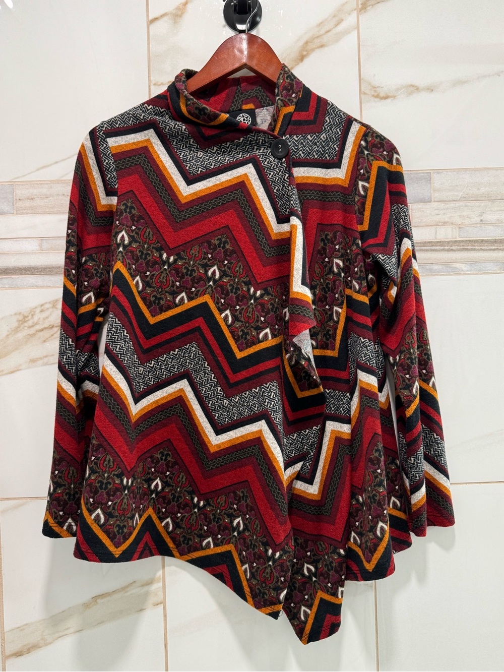 Bobeau Petite Geometric Print Open Front Cardigan Jacket Women’s large  Petite - Picture 5 of 13
